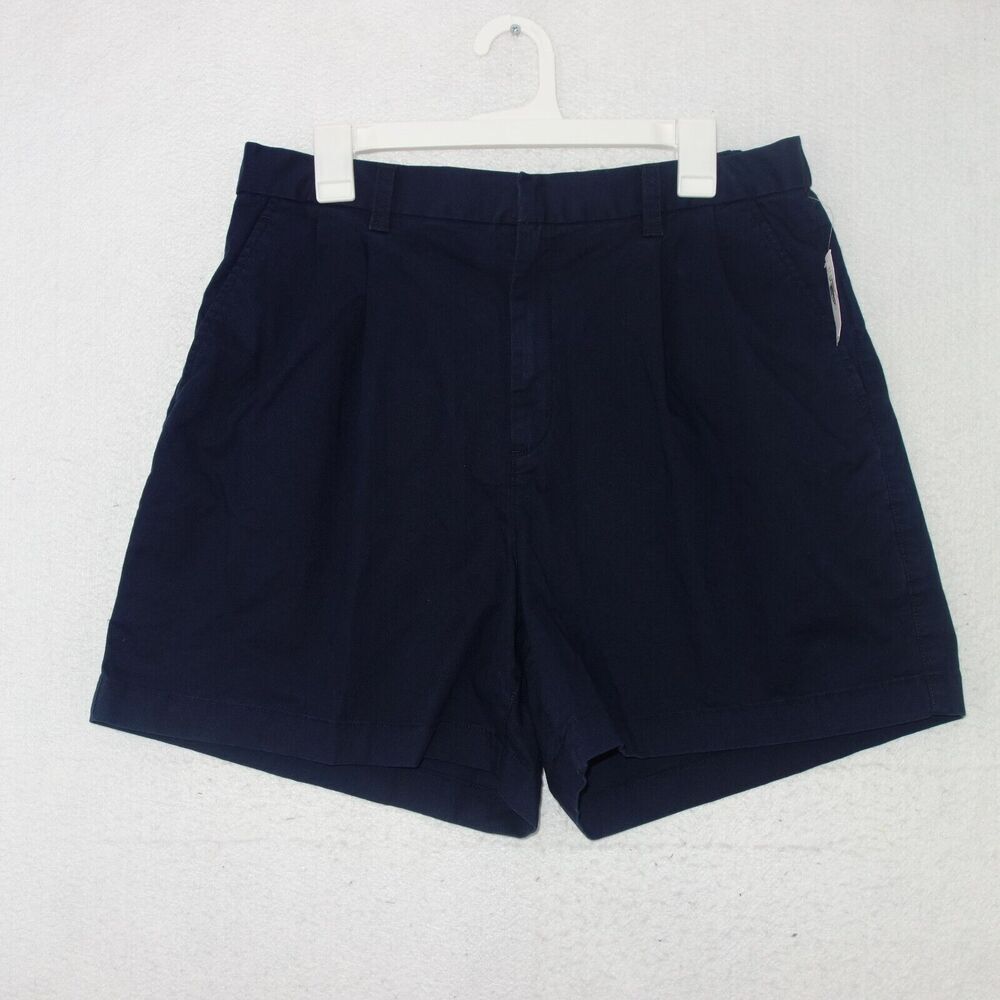 GAP Women's 14 Pleated Shorts High Rise Washwell Navy Blue NEW - Picture 2 of 7